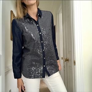 Chico’s sequin denim top